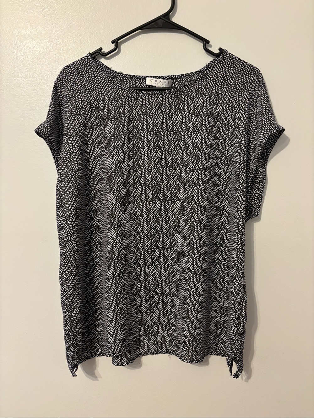 Black and White Printed Short Sleeve Top